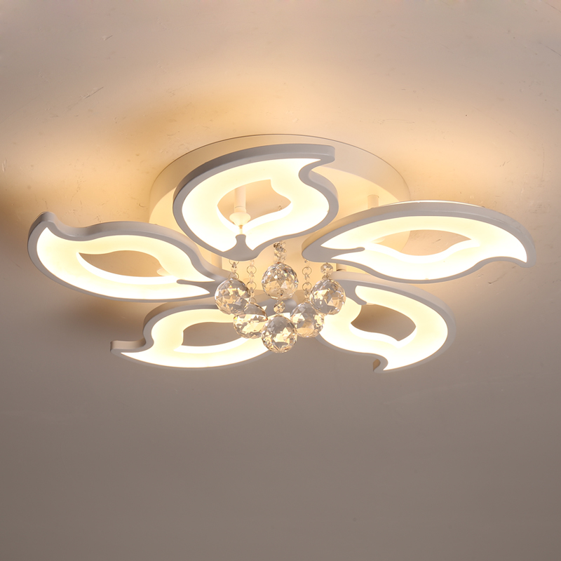 Candeeiro de teto LED em forma de flor lustre de cristal com 5\/8\/15 cabeças